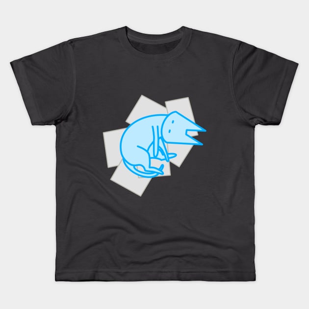 Blue Kitty wants attention Kids T-Shirt by ClassicPleek